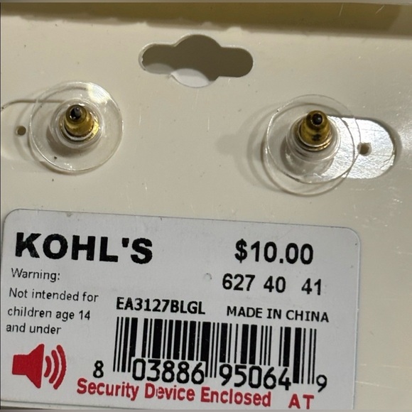 NWT LC Lauren Conrad Mint Green Stone Stud Earrings Gold Tone Round - Picture 3 of 3